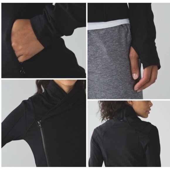 Lululemon Athletica Womens Black Bhakti Yoga Asymmetrical Zip Jacket Size 8 - Picture 8 of 16